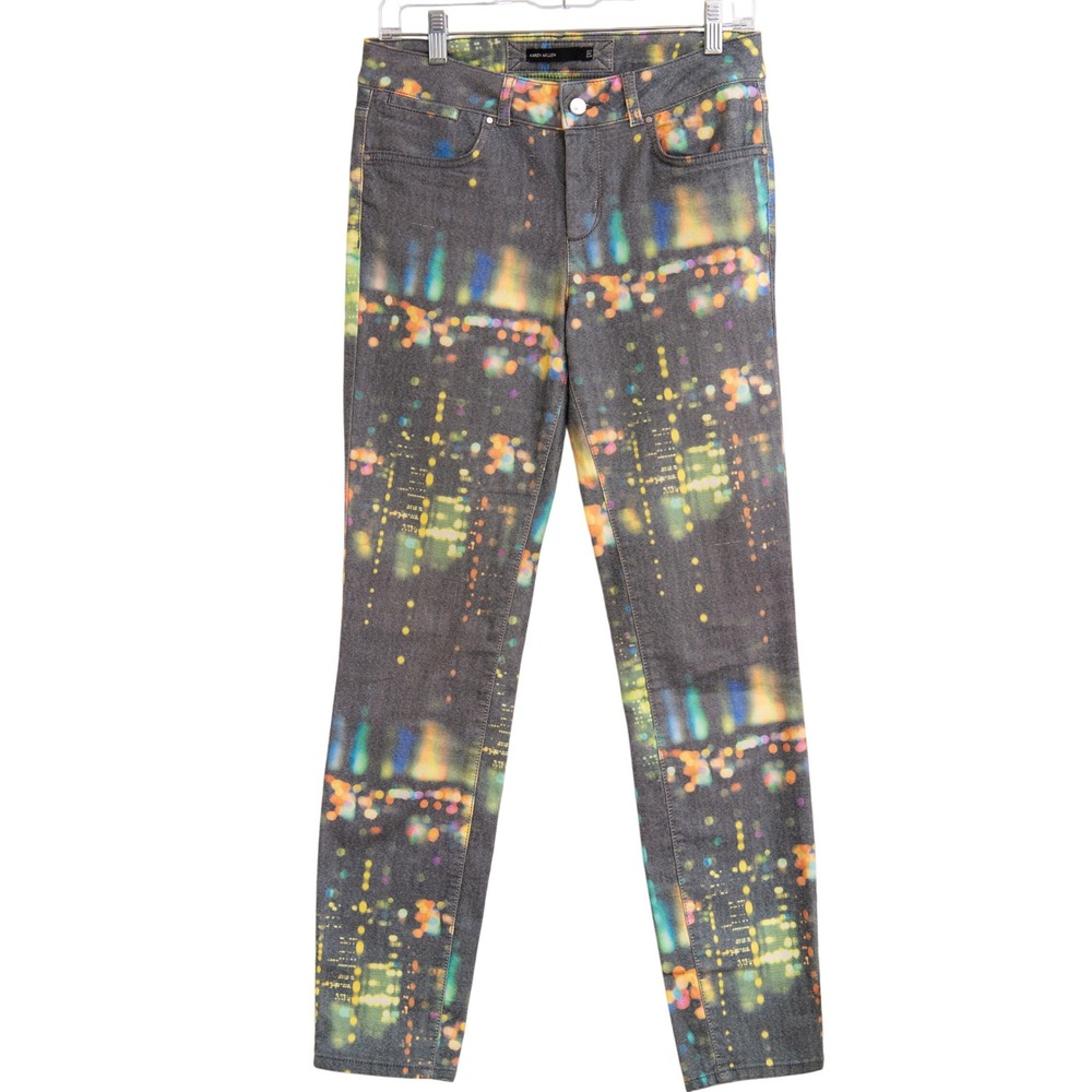 Karen Millen Pants Sz 8 Urban City Lights Artsy CyberCore Futuristic Eclectic